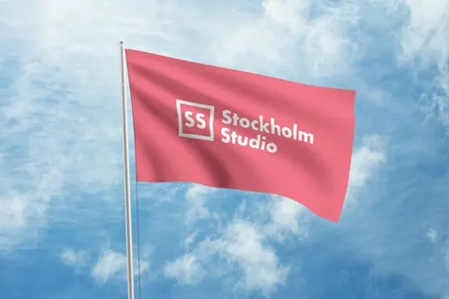 飞扬的国旗旗帜设计VI样机 flag-mockup