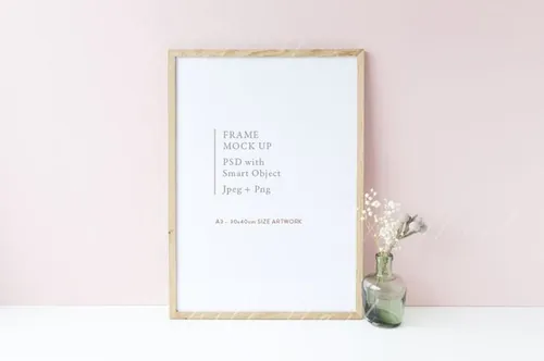 木纹画框样机 Wooden frame mock up