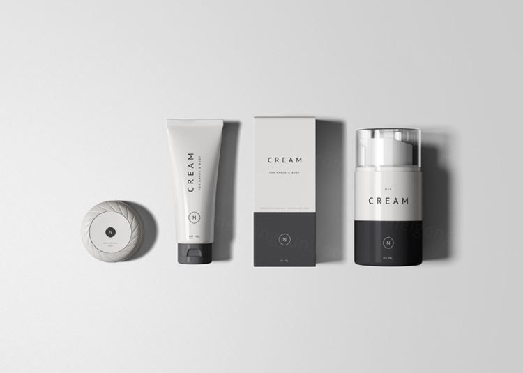 时尚高端的高品质化妆品包装设计VI样机展示模型 Cosmetics Packaging Set Mockup