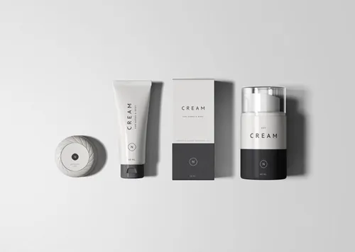 时尚高端的高品质化妆品包装设计VI样机展示模型 Cosmetics Packaging Set Mockup