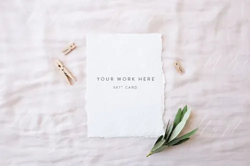 简约纸张卡片样机模板5x7-stationery-mock-up-natural