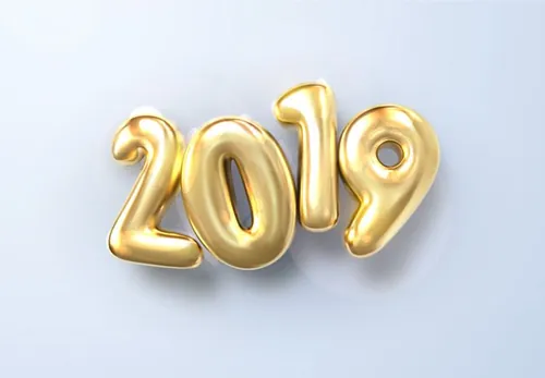 2019黄金气球3D立体字特效矢量模版设计素材