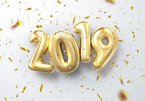 2019黄金气球3D立体字特效矢量模版设计素材