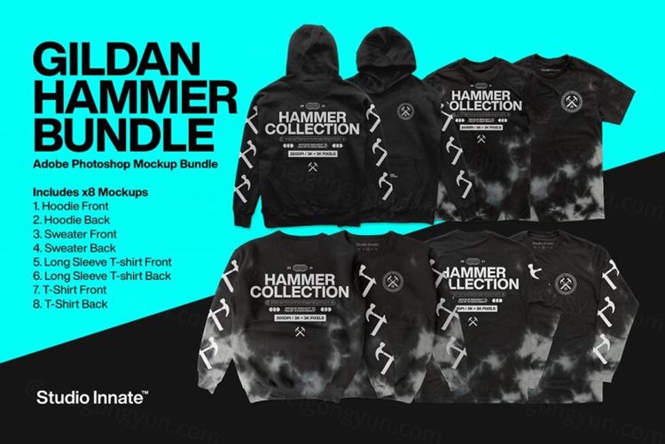 街头潮人服饰连帽衫卫衣T恤服装设计提案展示样机模板 Hamm