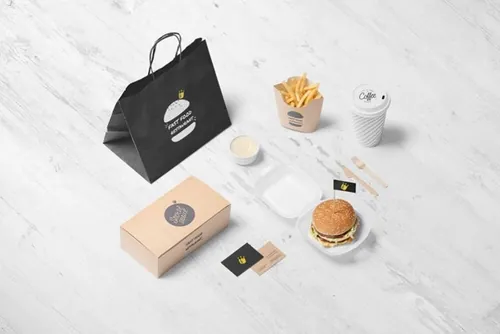 汉堡快餐店品牌贴图样机模版 Burger Store Branding Mockup