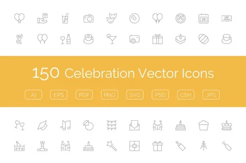 庆祝矢量图标 150 Celebration Vector Icons