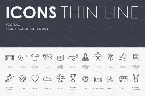足球矢量图标素材 Football thinline icons