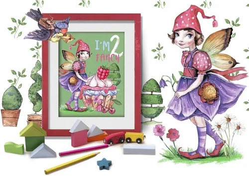 创意手绘小猫兔子小狗插画场景设计素材