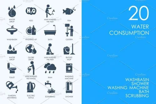 水资源的图标素材 Water consumption icons