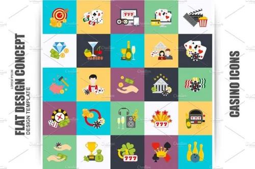 扁平化矢量图标 Flat Internet Casino Icons