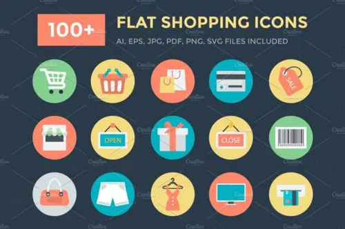 购物电商矢量图标 100  Flat Shopping Icons