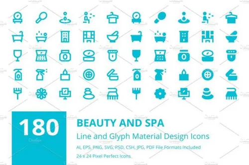 美容SPA矢量图标 180 Beauty and Spa Material Ic