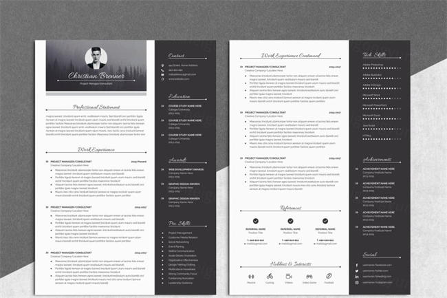 现代简历模板 Modern Resume Template 3 Pages