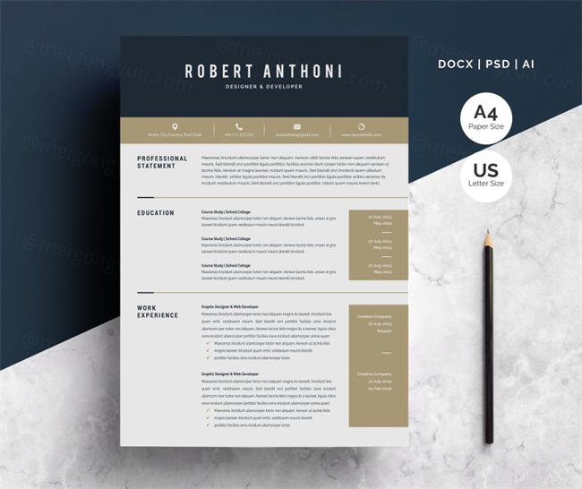 现代简历模板下载 Word Resume Temlate  4 Pages Pack