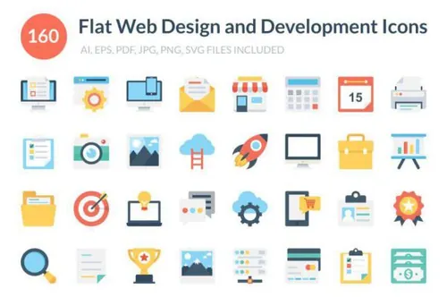 网页设计和开发图标下载 Flat Web Design and Developm