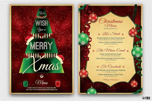 圣诞聚餐菜单PSD模板v7 Christmas Menu PSD V7