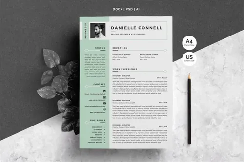 高端简历模板求职信 Word Resume Template Cover Letter