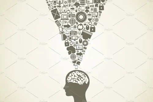 大脑的想法矢量插图Computer a brain