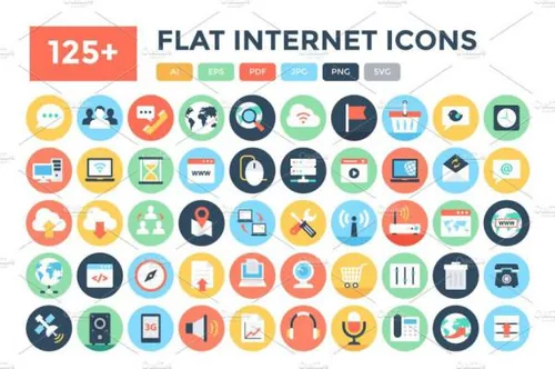 扁平化互联网图标素材 125  Flat Internet Icons