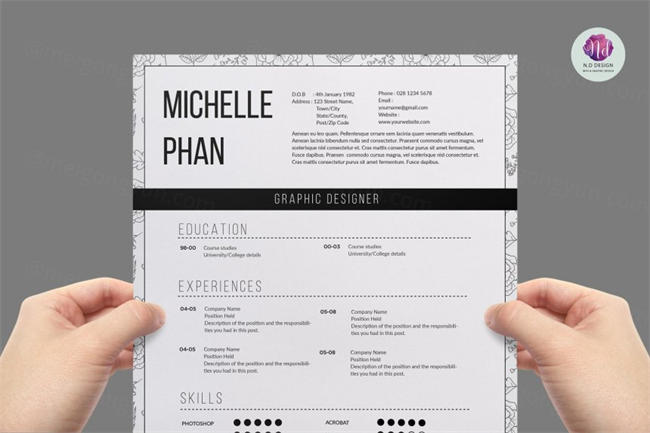 现代风格的简历制作模板 Modern 1 page resume