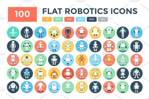 机器人矢量图标 100 Flat Robotics Vector Icons