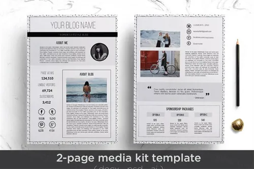 优雅的简历媒体工具包模板 Elegant page media kit template
