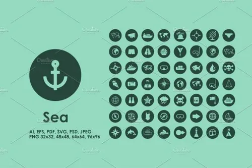 海洋元素矢量图标 Sea icons
