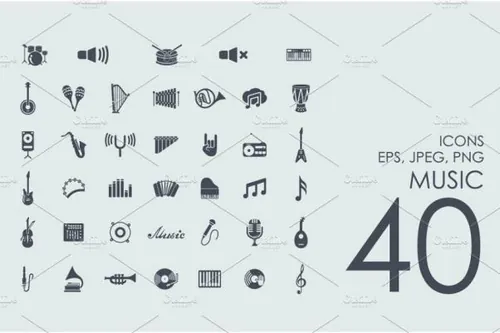 音乐矢量图标 40 music icons