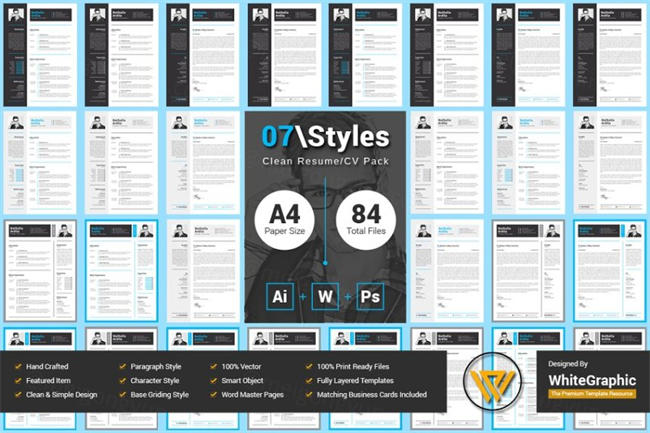 干净简约的简历模板包 07Styles Clean Resume Pack