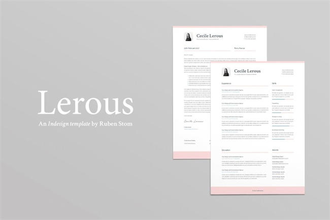 简单的粉红简历模板 Lerous Resume Template