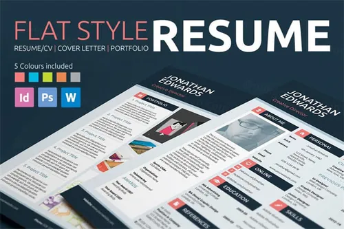 简单扁平化简历模板 Resume CV  Flat Style