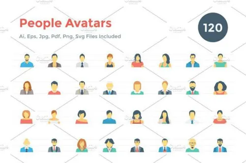 虚拟角色职业图标素材 120 Flat People Avatar Icons