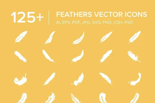 柔软的羽毛矢量图标 125  Feathers Vector Icons