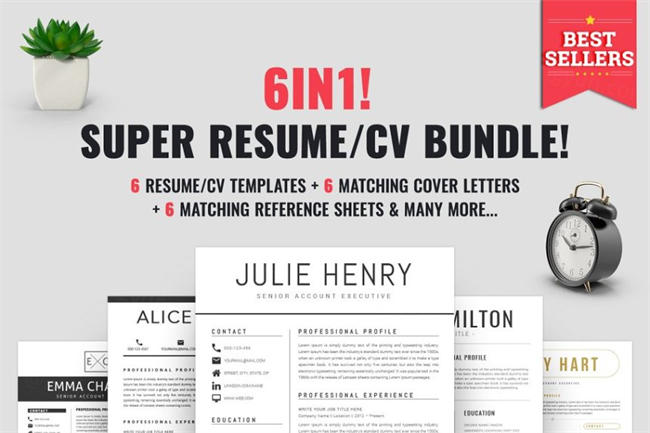超级简历模版六合一 Resume CV Bundle