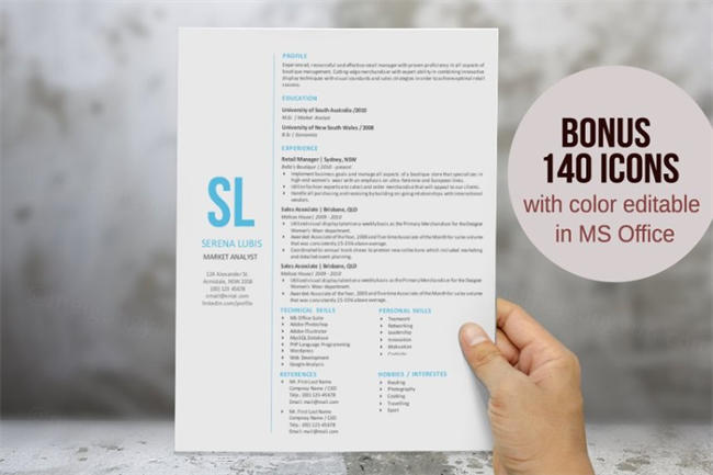 极简主义的word简历模版二合一 2 in 1 simple initial Word resume