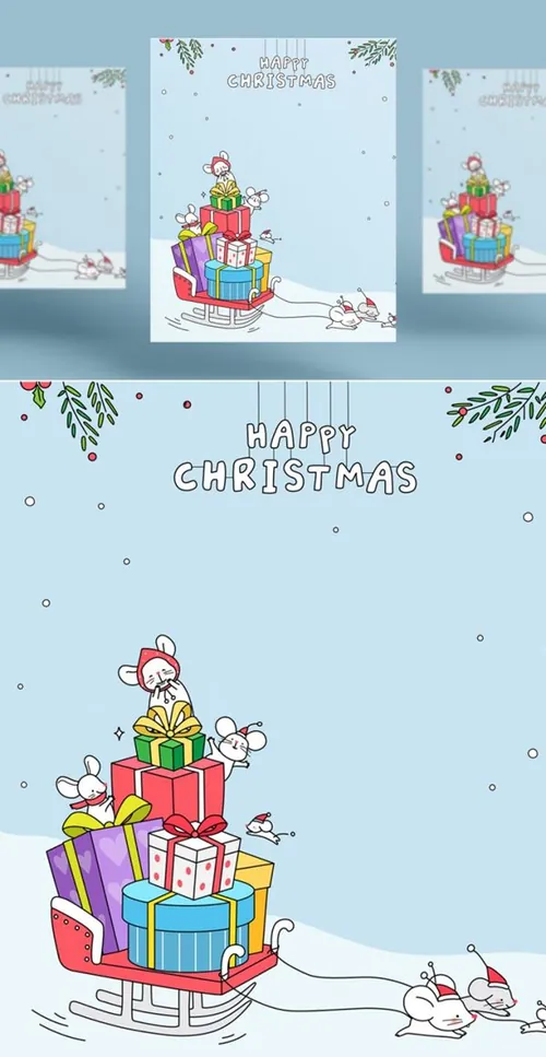 韩式礼物包装袋鼠年海报模板