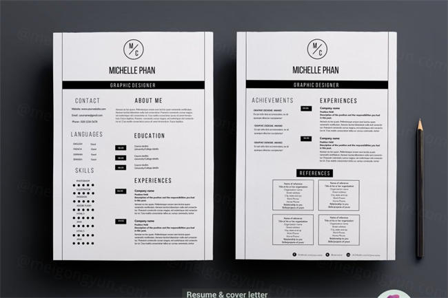 现代简约简历模板 Modern 2 page resume template