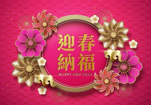 【迎春纳福】猪年农历新年复古传统迎新纸艺金边元素矢量海报素材