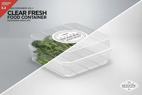清新的新鲜食品容器样机展示模版Clear Fresh Food Container MockUp