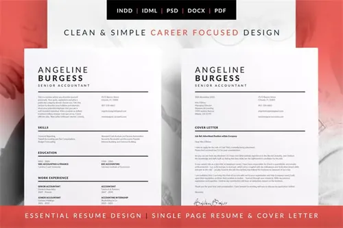 带线条的极简主义简历模板 Angeline  Essential Resume