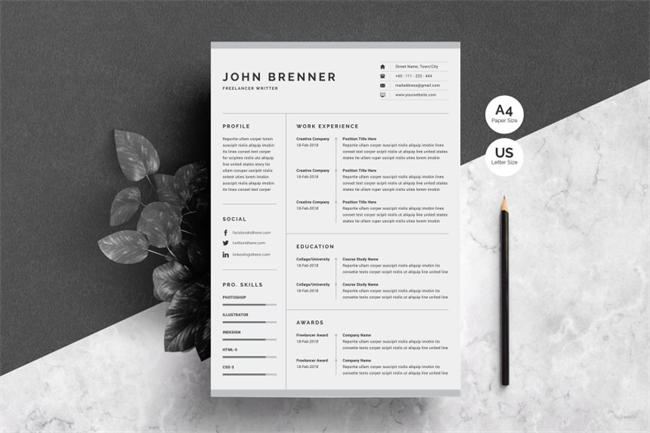 极简主义简历模板 Minimalist Resume