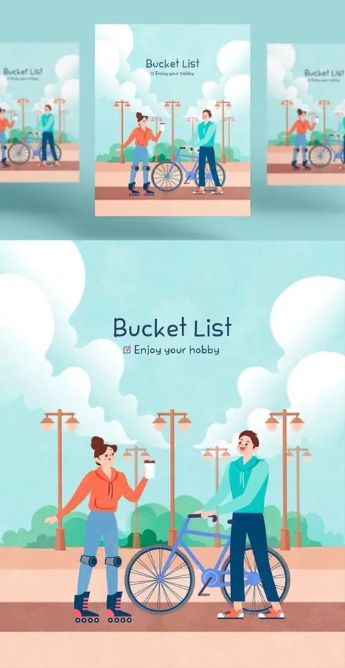 锻炼身体骑自行车卡通海拔模板