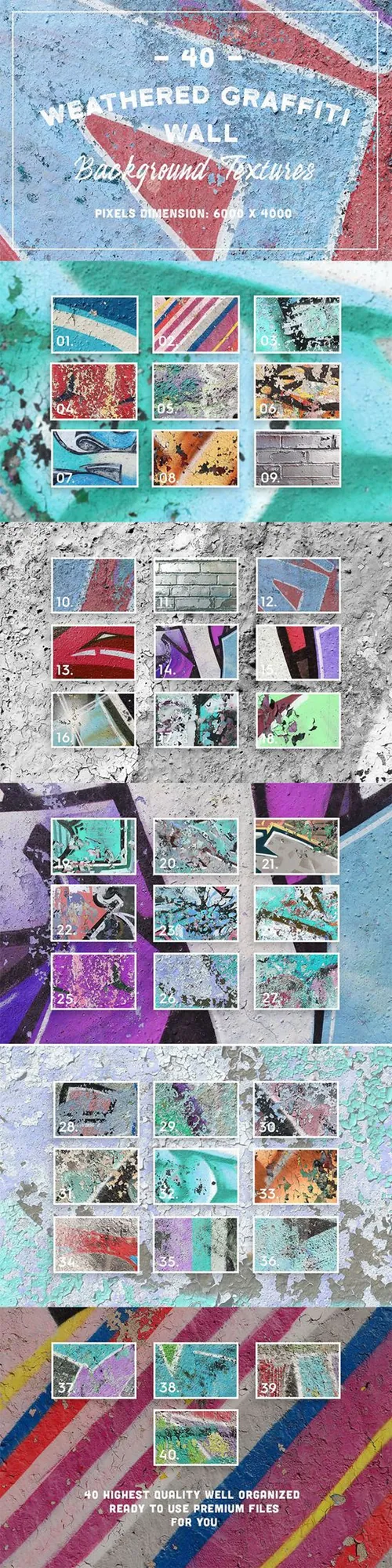 40个高品质的风化涂鸦墙背景纹理40_Weathered_Graffiti_Wall_Textures