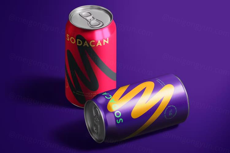 高质量苏打水气泡可乐饮料包装设计展示样机PSD模板 Soda