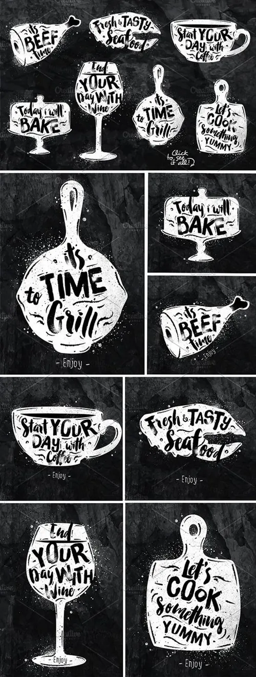 矢量手绘美食食品插图素材 Graphic-Food-Post