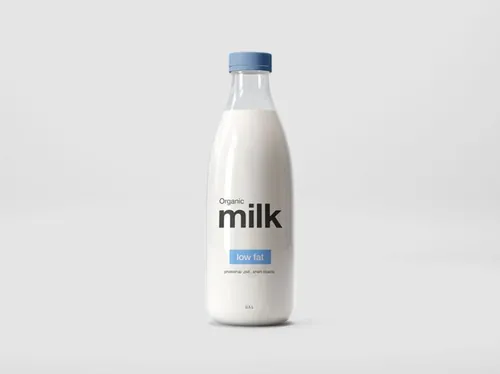 牛奶玻璃瓶包装设计贴图样机模版 Milk Glass Bottle Mockup