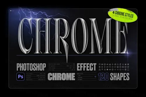 潮流赛博朋克未来派科幻金属立体特效酸性艺术图形元素合辑 Ch