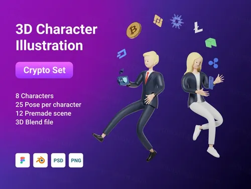 3D Character Pack Crypto Illus