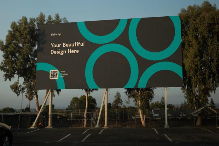 户外街头桥头高炮广告牌宣传海报设计展示样机模板 Billbo