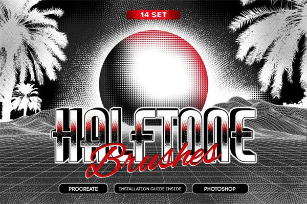 复古漫画艺术丝网印刷半色调网点笔刷素材 14 Halftone Pro